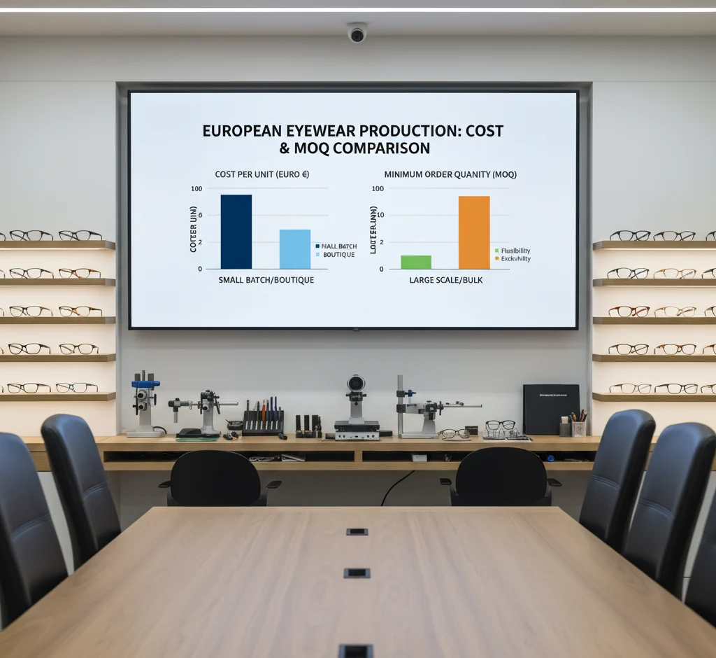 European eyewear cost MOQ comparison high-end frames boutique production