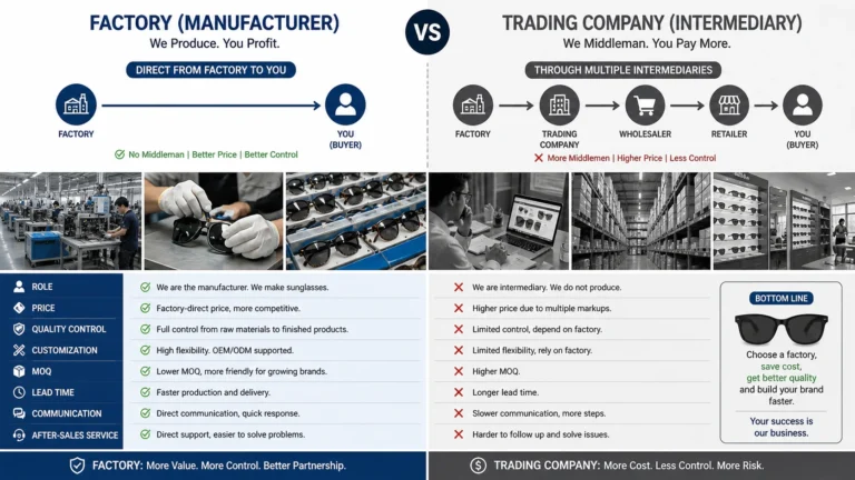 factory vs trading company sunglasses supplier comparison production vs intermediary