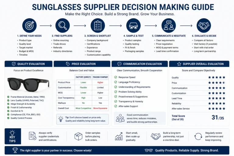 sunglasses supplier decision making quality price communication evaluation